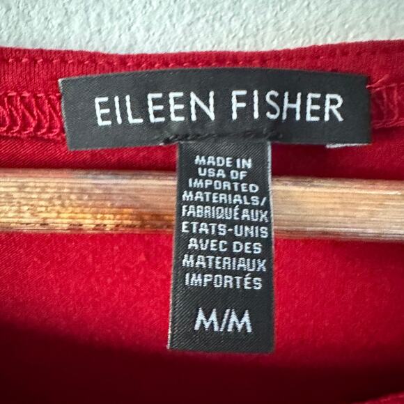 Eileen Fisher Dress Womens Medium Red Long Sleeve Shift Holiday Office Party - Picture 2 of 7